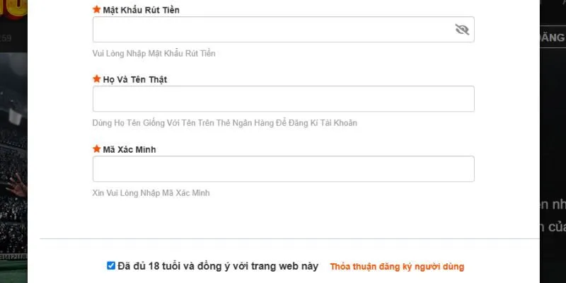 Thao tác đăng ký tài khoản cá cược cho tân binh