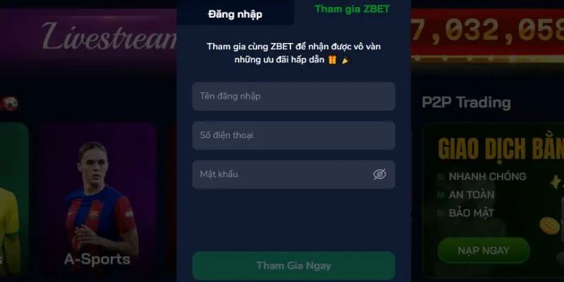 Hoàn thành form đăng ký tài khoản Zbet